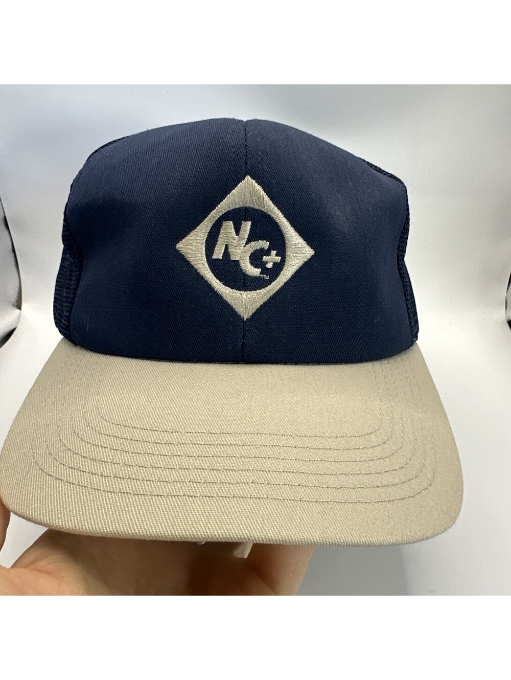 NC+ Hybrid Seed K Products Trucker Hat Blue & Khaki Logo Embroidered